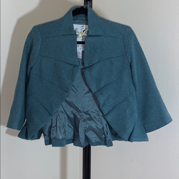 Tabitha Teal Cropped Wool Blazer - Picture 1 of 3